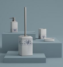 Gedy CIXI WC štětka na postavení, porcelán, bílá/modrá CX3389