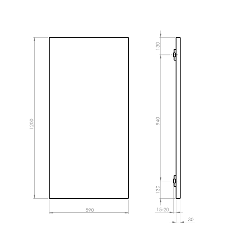 Sapho ENIS koupelnový sálavý topný panel 600W, IP44, 590x1200 mm, černá mat RH600B