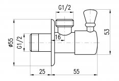 Sapho Rohový ventil, 1/2"x 1/2", bronz ROTO6
