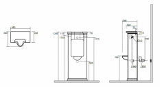 Kerasan WALDORF urinál na postavení se zakrytým přívodem vody 44x124,5cm, včetně sifonu, černá mat 413131