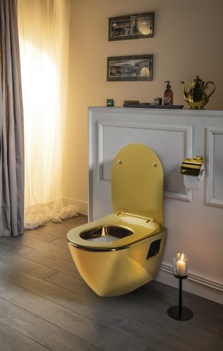 CREAVIT PAULA závěsná WC mísa, 35,5x50cm, zlatá TP325-AK00