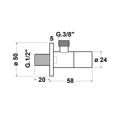 Sapho Rohový ventil kulatý, 1/2"x3/8", bílá mat SL014