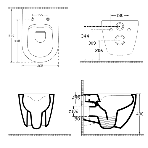 Isvea INFINITY závěsná WC mísa, Rimless, 36,5x53cm, bílá mat 10NF02001-2L