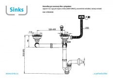 Sinks Dvousifon 3 1/2" pro nerez. dřezy s úsporou místa a s exc. ovladačem (kulatý) SPNS3DXR