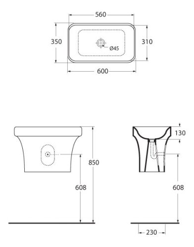 HOPA Volně stojící umyvadlo TULIP Provedení odpadu - Spodní odpad, Sloup k umyvadlu - Bez sloupu KEAZTUUM60VSOS