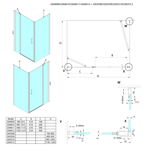 Gelco LORO čtvercový sprchový kout 1000x1000 mm GN4610-01