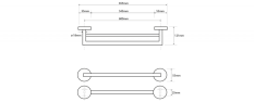 Sapho X-ROUND dvojitý držák ručníků 600x121mm, chrom XR401