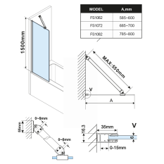 Polysan FISA vanová zástěna 800x1500mm, bílá mat, čiré sklo FS1082-W