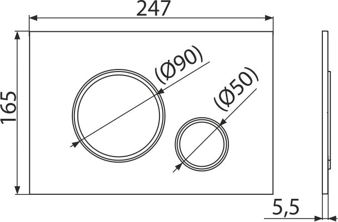 ALCA Ovládací tlačítko pro WC moduly, chrom-lesk/chrom-mat M771