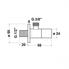 Sapho Rohový ventil s rozetou, kulatý, 1/2"x3/8", bílá mat SL014