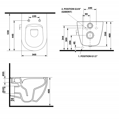 Isvea INFINITY CLEANWASH závěsná WC mísa Rimless, integrovaný ventil a bidet. sprška, 36,5x53cm, bílá 10NFS1001I