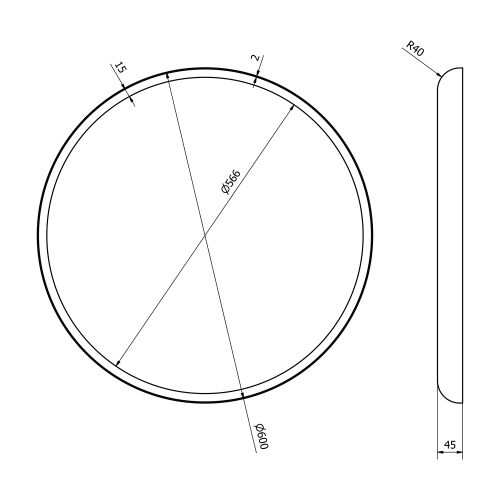 Sapho FLOAT kulaté zrcadlo s LED podsvícením ø 600mm, bílá 22559