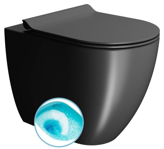 GSI PURA WC mísa stojící, Swirlflush, 36x55cm, spodní/zadní odpad, černá dual-mat 880326