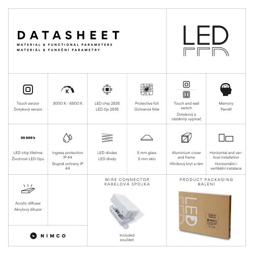 Nimco Černé LED zrcadlo 800x600 s dotykovým senzorem ZPC 41003V-90