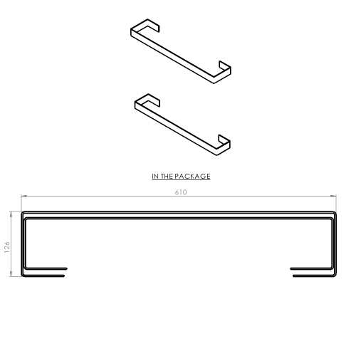 Sapho ENIS držáky ručníků 620x40 mm, 2ks, černá mat IRPA32B