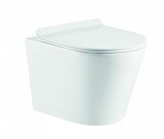 WC set OVALE BASSO RIMLESS: závěsné WC se sedátkem, kombifix, podložka, tlačítko bílé, OLKLT053ER001