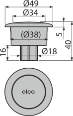 ALCA Tlačítko kompletní chrom (A2000) V0011-ND