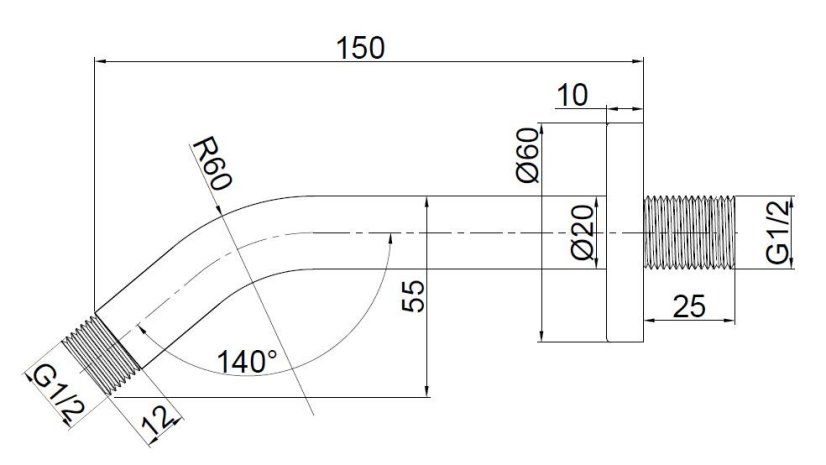 HOPA Držák hlavové sprchy ze zdi, kulatý, délka 150 mm BAPG8801