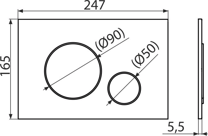 ALCA Ovládací tlačítko pro WC moduly, chrom-mat M672