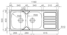 Sinks OKIO 1160 DUO V 0,6mm matný undefined