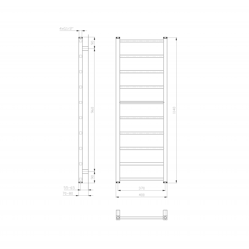 Sapho METRO LIGHT otopné těleso 400x1140 mm, bílá IR445T