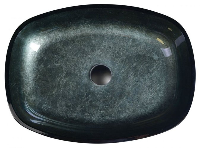 Sapho KVAORE skleněné umyvadlo na desku, 54x39,5 cm, černá TY220