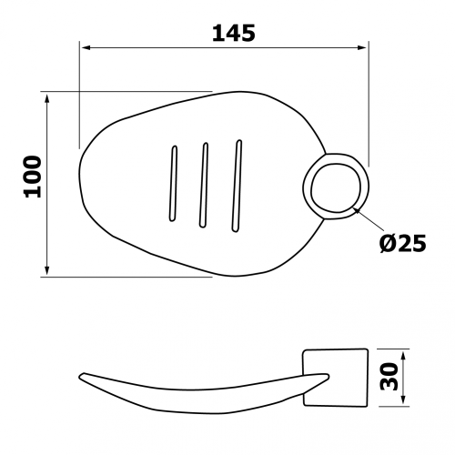 Aqualine Mýdlenka pro sprchovou tyč 25mm, plast 11447