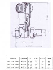 LOVARM VE-4522A kohout radiátorový 1/2" přímý, závitový, voda, mosaz, 412449