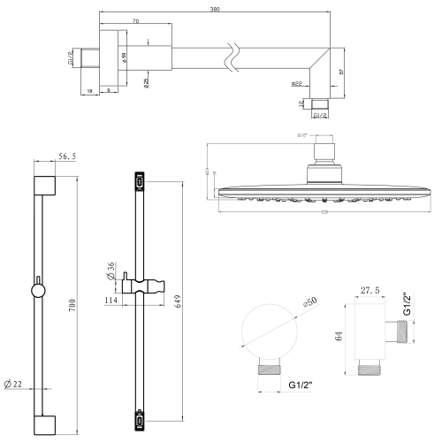 Bruckner SCHMITZ podomítkový sprchový set s pákovou baterií, 2 výstupy, chrom 863.142.1