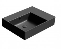 GSI KUBE X keramické umyvadlo 60x47cm, s odkládací plochou vpravo, bez otvoru, černá mat 9438026