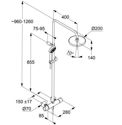 KLUDI LOGO sprchový set Dual Shower System s termostatem, 200 mm, chrom, 6809205-00