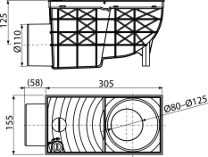 ALCA Univerzální lapač střešních splavenin 300×155/110 mm boční, šedá AGV3S