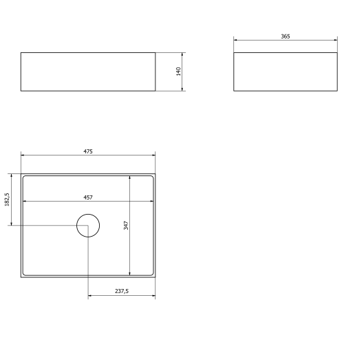 Sapho FORMIGO betonové umyvadlo na desku, včetně výpusti, 47,5x36,5cm, šedá FG019