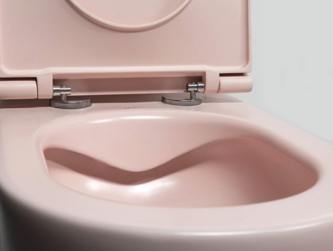 Isvea INFINITY závěsná WC mísa, Rimless, 36,5x53cm, růžová Salmon 10NF02001-2S