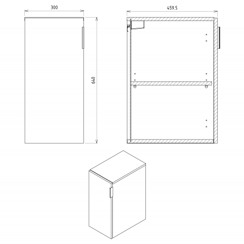 Sapho CIRASA skříňka spodní dvířková 30x64x46cm, pravá/levá, siena CR301-4242