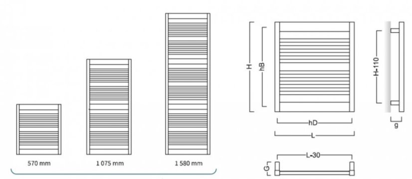 Instalprojekt Koupelnový radiátor FRAME Barva radiátoru - Skupina barev [1], Rozměr radiátoru - 400 × 570 mm, výkon 259 W, Typ připojení - Boční RADFRA4060.BN