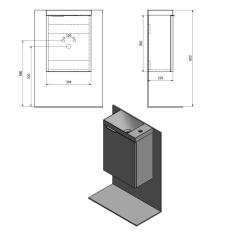 Sapho LATUS X umyvadlová skříňka 39,4x50x22cm, antracit matný LT110-3434