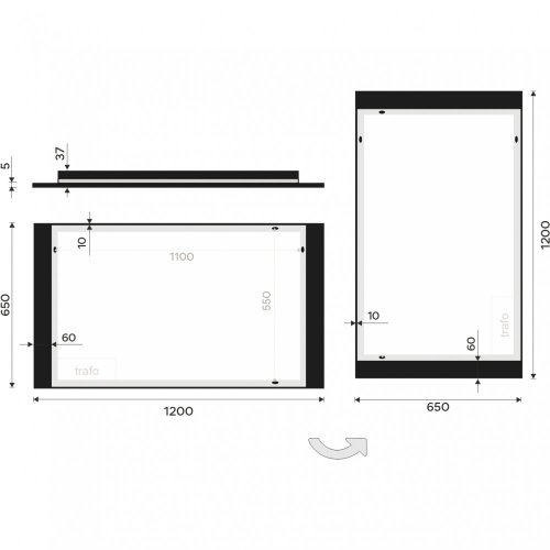 Nimco Černé LED zrcadlo 1200x650 ZPC 41006-90