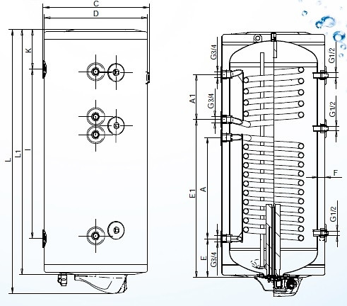 ELÍZ EURO 150 T2 kombinovaný ohřívač vody, 150l, 2 trubkové výměníky
