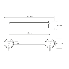 Sapho X-ROUND E držák ručníků 450x65mm, chrom XR408