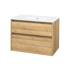 Mereo Opto, koupelnová skříňka s keramickým umyvadlem 81 cm, dub Riviera CN921