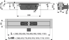 ALCA Podlahový žlab s okrajem pro perforovaný rošt APZ1-650