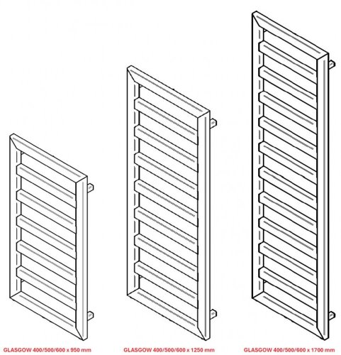 HOPA Koupelnový radiátor GLASGOW barva dle vzorníku Barva radiátoru - Skupina barev [1], Rozměr radiátoru - 500 × 1700 mm, výkon 702 W, Typ připojení - Středové 50 mm RADGLA5017.SP