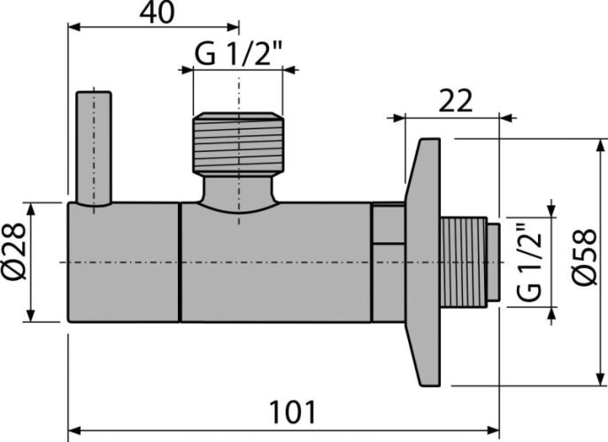 ALCA Ventil rohový s filtrem 1/2"×1/2", kulatý ARV003