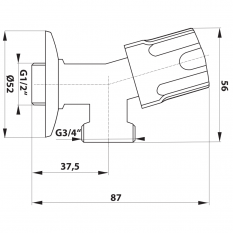 Bruckner Pračkový ventil se zpětným ventilem, 1/2"x3/4", chrom 181.934.1