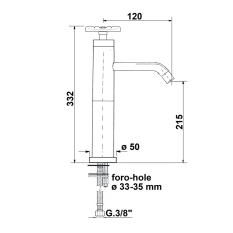 Sapho INDUSTRY stojánková umyvadlová baterie vysoká bez výpusti, výška 332 mm, chrom/černá 5102LTT