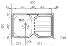 Sinks OKIO 800 V 0,7mm leštěný undefined