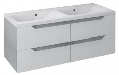 Sapho WAVE dvojumyvadlová skříňka 119,7x50x47,8cm, bílá/dub stříbrný WA120-3011
