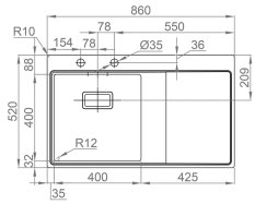 Sinks XERON 860 levý 1,2mm undefined