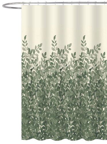 Aqualine Sprchový závěs 180x200cm, polyester, zelené listy ZP012